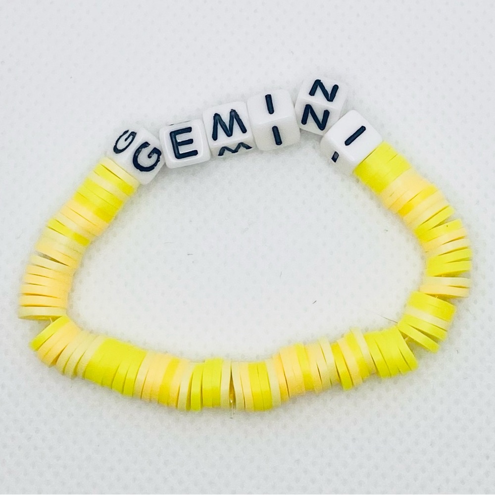 Handmade Zodiac Clay beaded Bracelet “Gemini”NWT